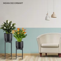 Black Big Flower Planter With Stand