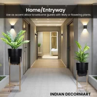 Metal Planter (Black Pot and Gold Stand) Plant Container Set