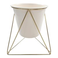 Metal Plant Pots with Stand (White, PO2)