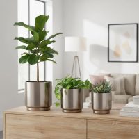 Metal Plant Pots (Set of 3) Silver