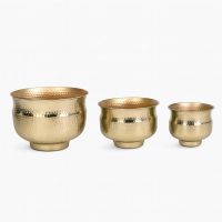 Metal Large Floor Planter (Set of 3) Gold Pot