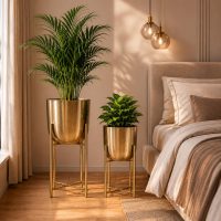 INDIAN DECORMART Metal Decorative Modern Indoor Planters Flower Pots Home Garden Decor Planter for Living Room