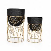 Black Metal Planter Pots (Pack of 2)