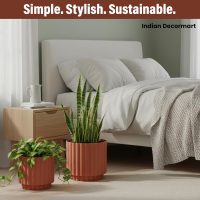 Metal Plant Pots (Set of 2) Brown