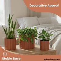 Metal Plant Pots (Set of 3) Brown