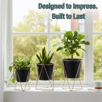 Metal Plant Pots with Stand (Black, PO3)