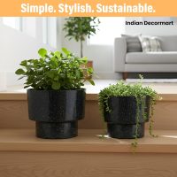 Metal Plant Pots (Set of 2) Black