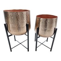 Metal Indoor Planter Flower Pots (Copper)
