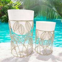 Decorative Planter White Metal (Pack of 2)