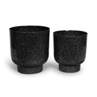 Metal Plant Pots (Set of 2) Black and Gold Sparkle