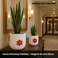 Metal Table Top Plant Pot (Set of 2) Off White