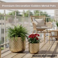 Metal Pot Premium Golden Metal (Pack of 2)