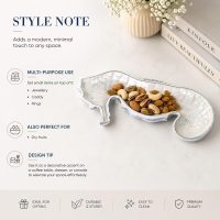 Seahorse Shaped Serving Tray, White Enameled with Polished Aluminium, Decorative Platter for Cold Food